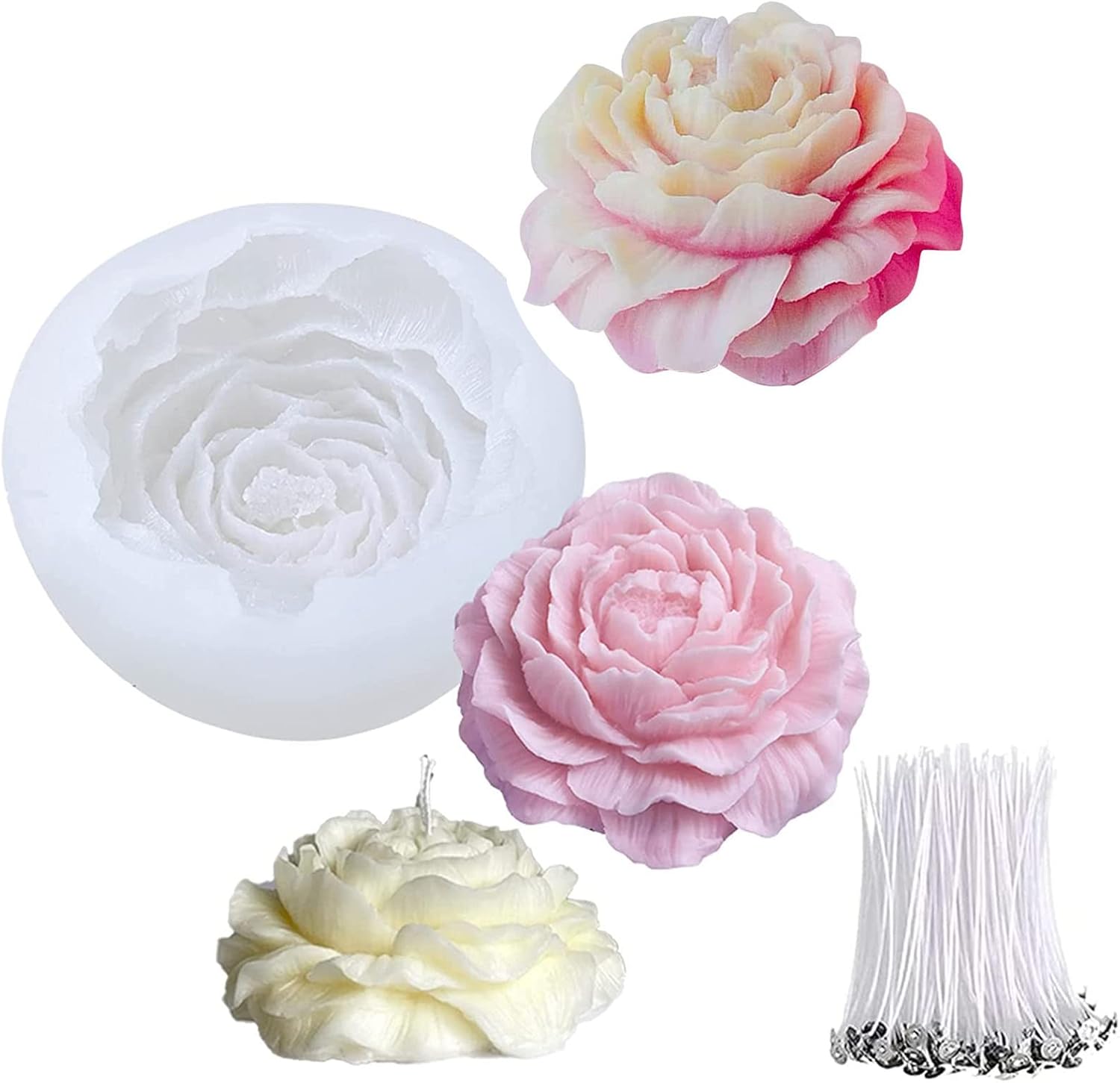 Candle Making Kit For Kids - Silicone 3D Peony Candle Mould Candle