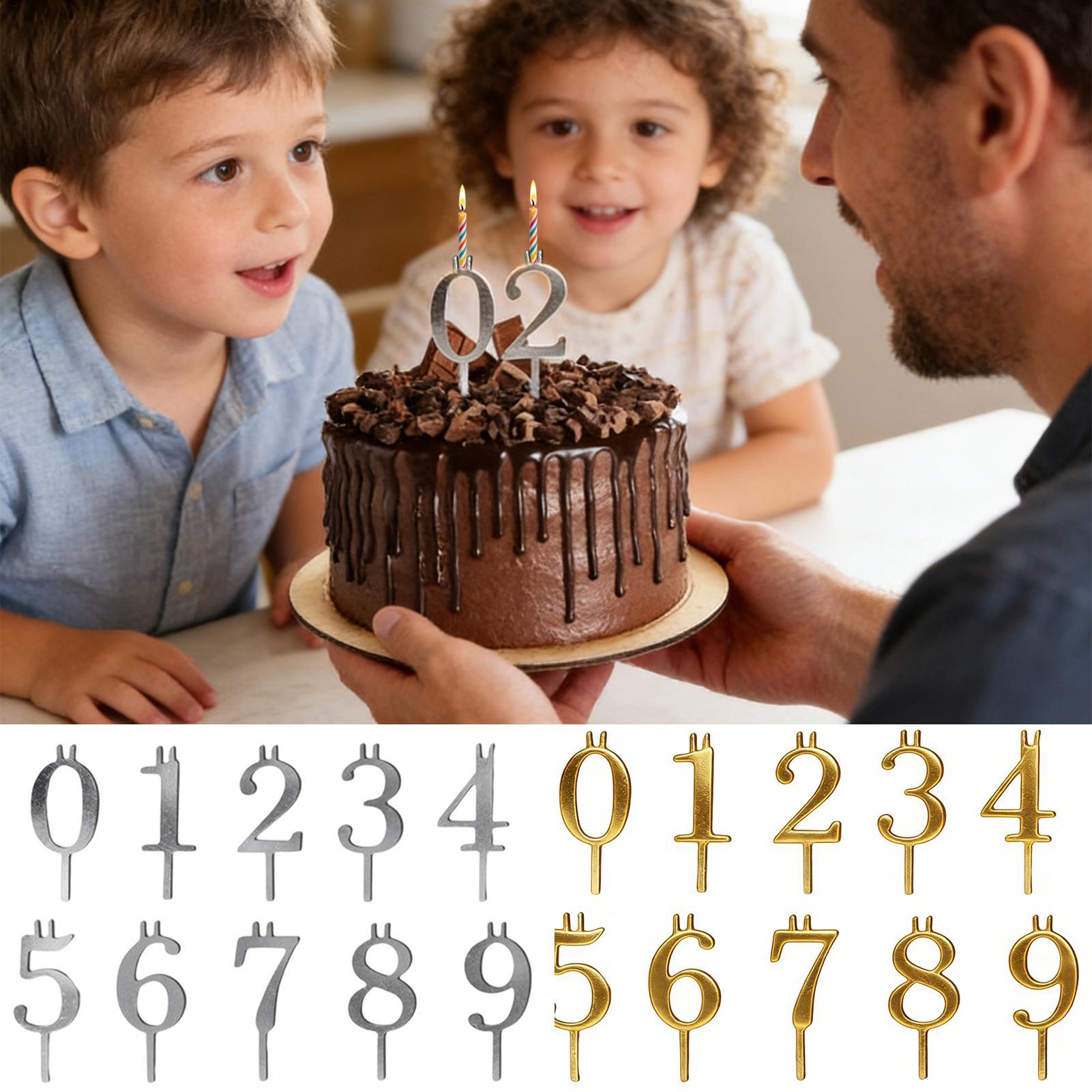 Candle Making Products - 10pcs 0-9 Number Cake Toppers Metal