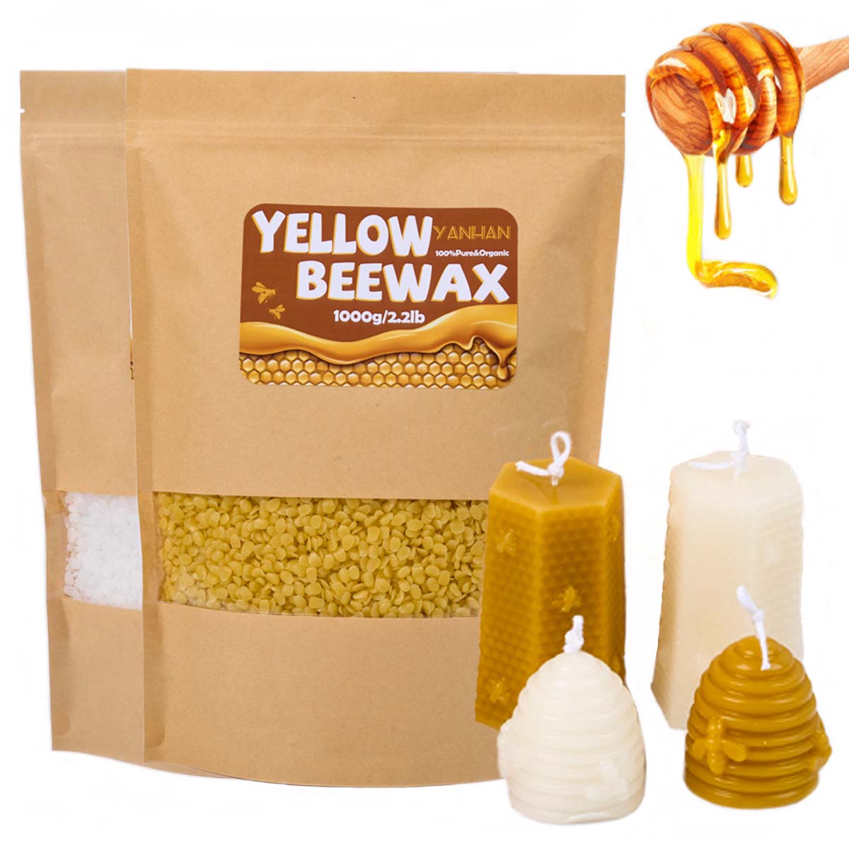 1000g Pure Natural Granular Wh - Candle Making Kit Beeswax ulasan dan harga