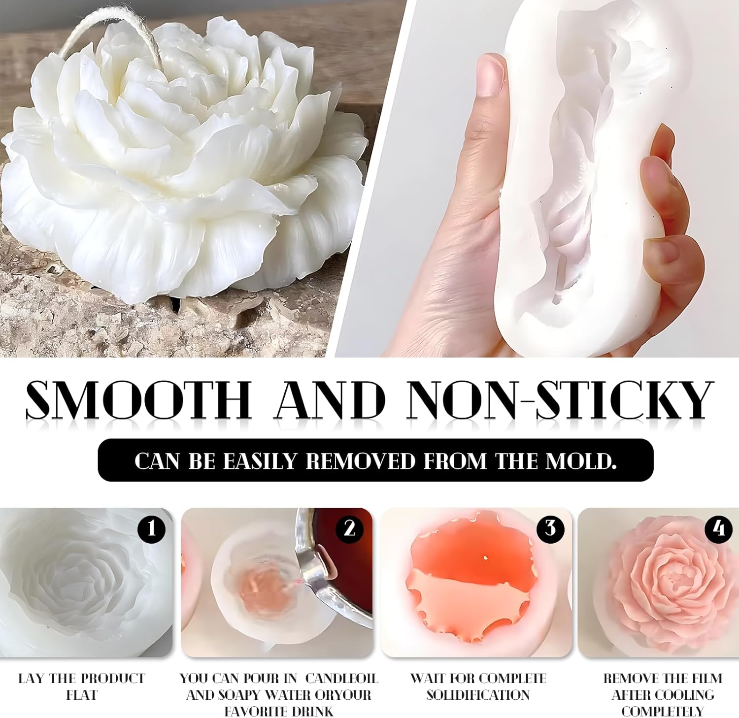 Silicone 3D Peony Candle Mould - Candle Making Kit For Kids ulasan dan harga